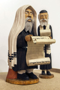 Figurines holding fragments  of authentic Torah parchment. Bogusław Suwała, 1980s Property of Danuta Suwała Photo by Sebastian Molski